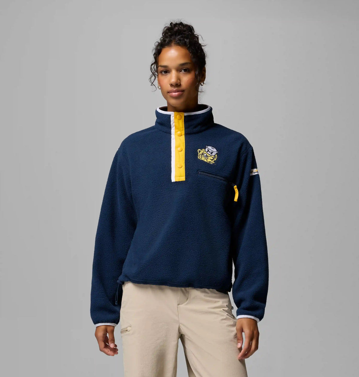Women's Collegiate Helvetia Cropped Half Snap Fleece - Michigan