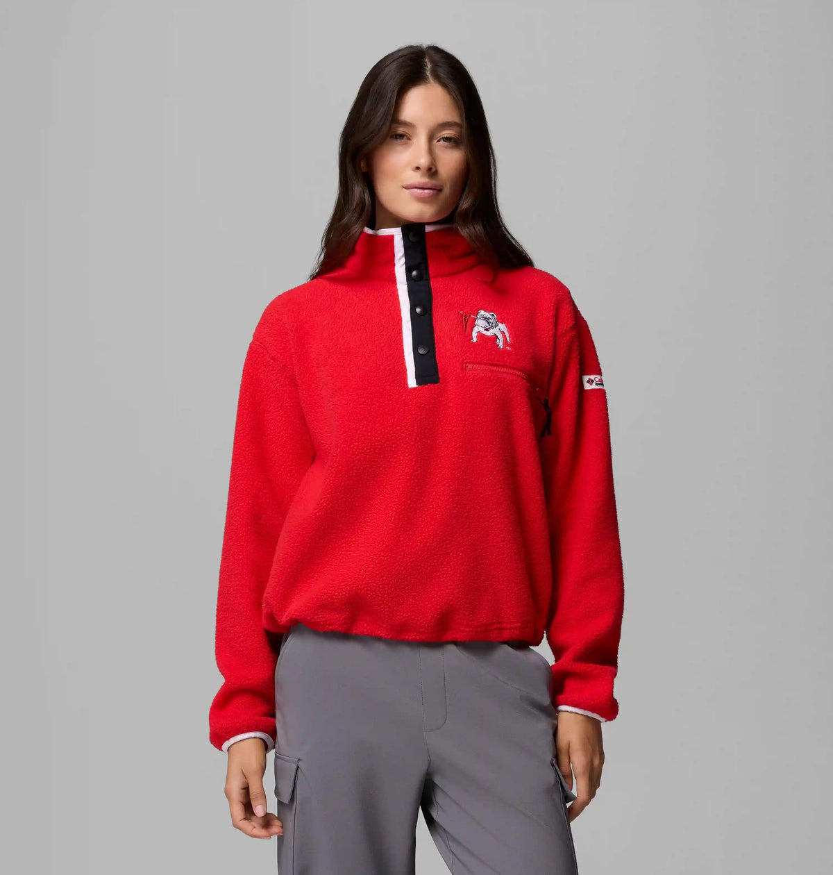 Women's Collegiate Helvetia Cropped Half Snap Fleece - Georgia