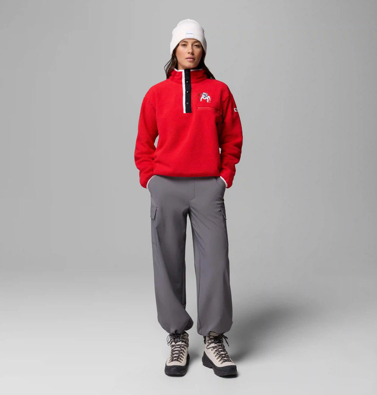 Women's Collegiate Helvetia Cropped Half Snap Fleece - Georgia